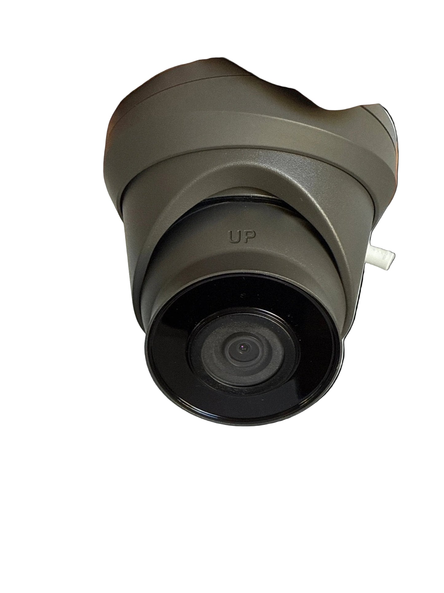 4MP grey turret security camera with built-in microphone, 2.8mm wide-angle lens, PoE power, and ONVIF compatibility for professional video surveillance installations.