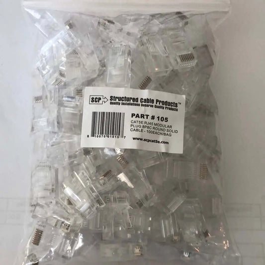 CAT5E Connector RJ45 MODULAR NETWORK PLUG 8P8C - Bag of 100 - Avenger Security