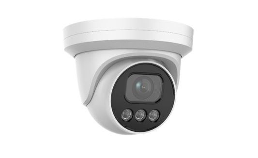 Eagle Eye Networks DT01 4MP indoor/outdoor turret camera with fixed 2.8mm lens, Smart IR and IP66 housing.