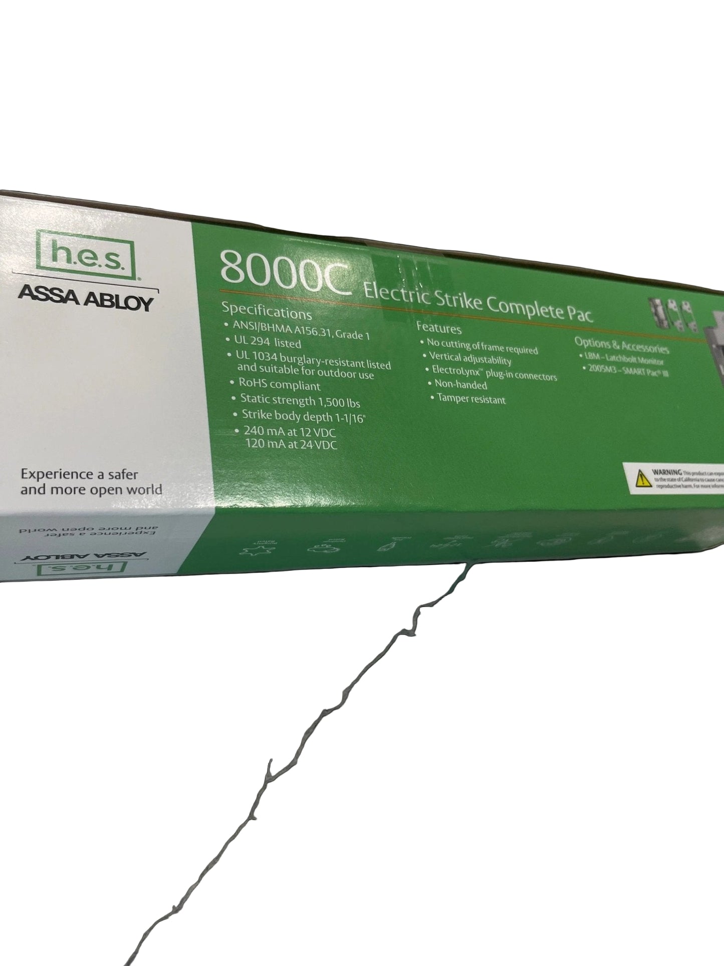 HES ASSA ABLOY 8000C electric strike kit, no-cut package for standard cylindrical locks, includes mounting accessories for fast, professional install.